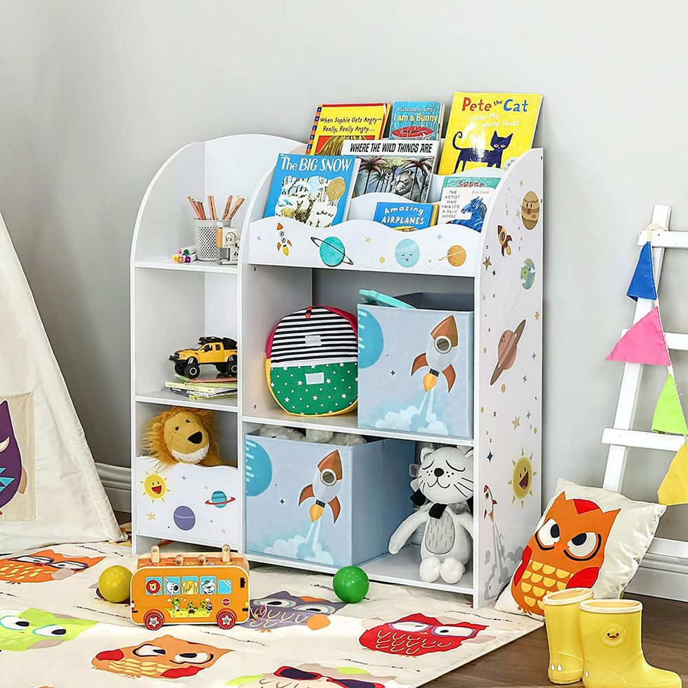 Kast voor Kinderkamer met 3 Planken en Stoffen Lades