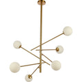 Kroonluchter met Witte Glazen Kelken – Moderne Designlamp – Gouden Messing Frame