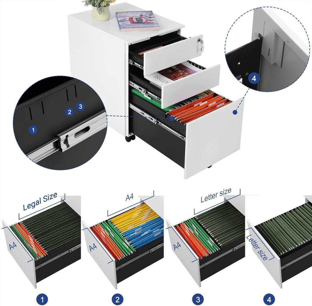 Ladeblok met Wielen - met Slot - 3 Lade