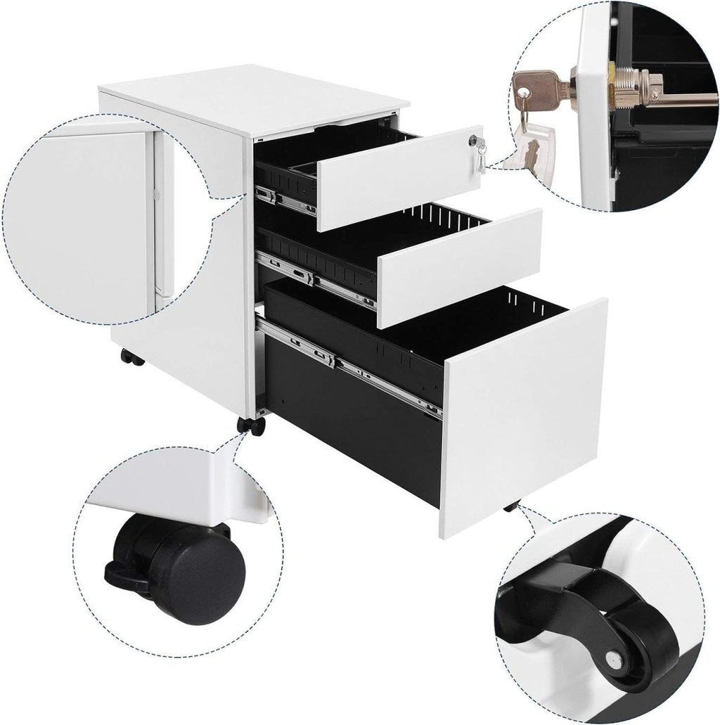 Ladeblok met Wielen - met Slot - 3 Lade