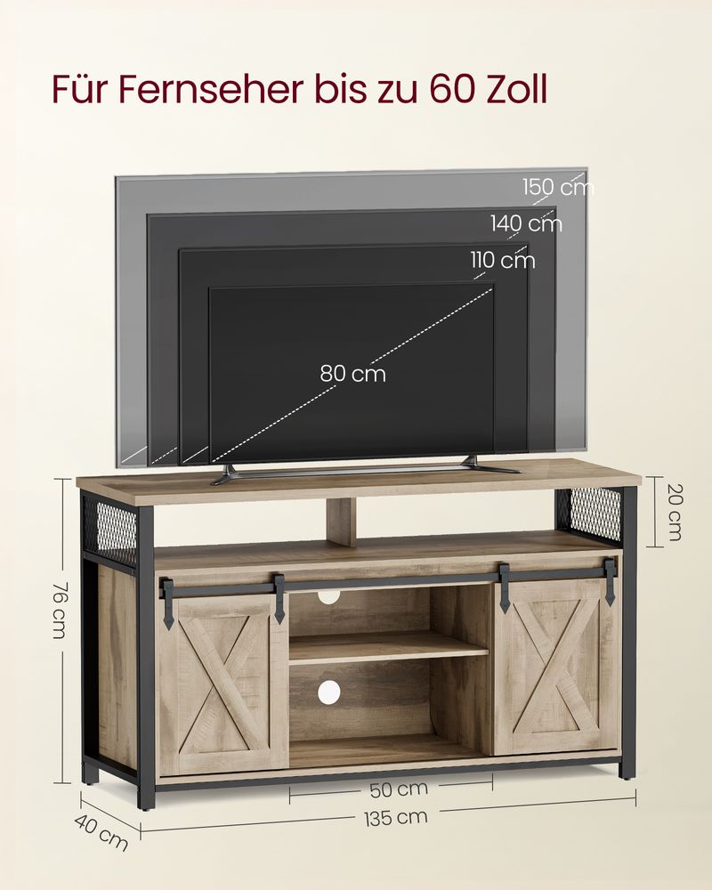 Landelijk TV-meubel met Schuurdeuren – Stabiel & Ruim Ontwerp
