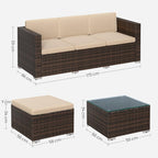 Loungeset met Tafel - Tuinbank - Tuinset - Polyrattan Tuinmeubelset