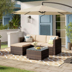 Loungeset met Tafel - Tuinbank - Tuinset - Polyrattan Tuinmeubelset