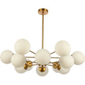 Luxe Hanglamp met 12 Lichtpunten - Chique Kroonluchter met Witte Glazen Kelken