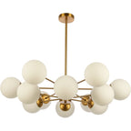Luxe Hanglamp met 12 Lichtpunten - Chique Kroonluchter met Witte Glazen Kelken