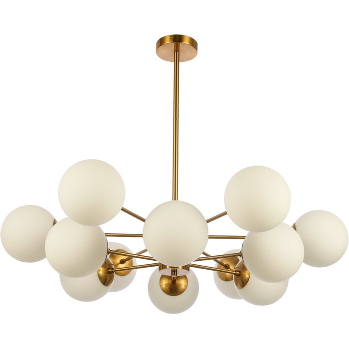 Luxe Hanglamp met 12 Lichtpunten - Chique Kroonluchter met Witte Glazen Kelken