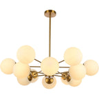 Luxe Hanglamp met 12 Lichtpunten - Chique Kroonluchter met Witte Glazen Kelken