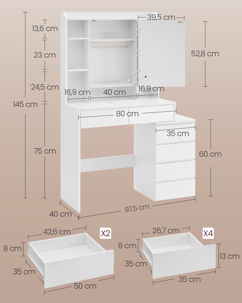 Make-uptafel met LED-verlichting en veel opbergruimte - Modern en Praktisch