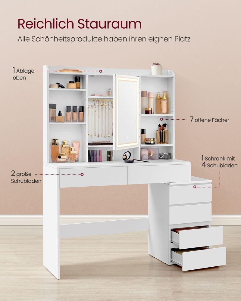Make-uptafel met LED-verlichting en veel opbergruimte - Modern en Praktisch