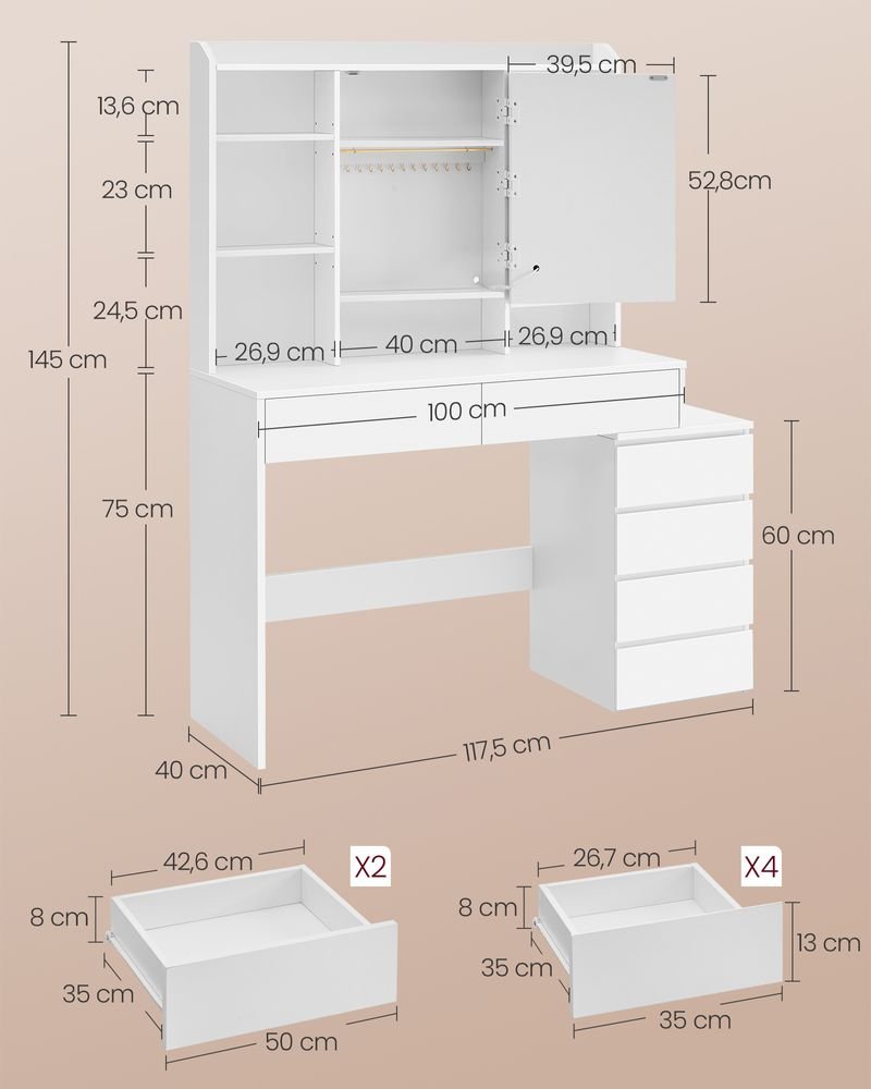 Make-uptafel met LED-verlichting en veel opbergruimte - Modern en Praktisch