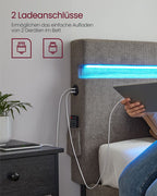 Modern bedframe met LED-verlichting - USB-oplaadmogelijkheden en opbergruimte