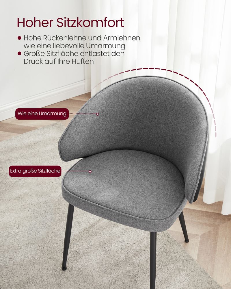 Moderne eetkamerstoelen met armleuning – Set van 2