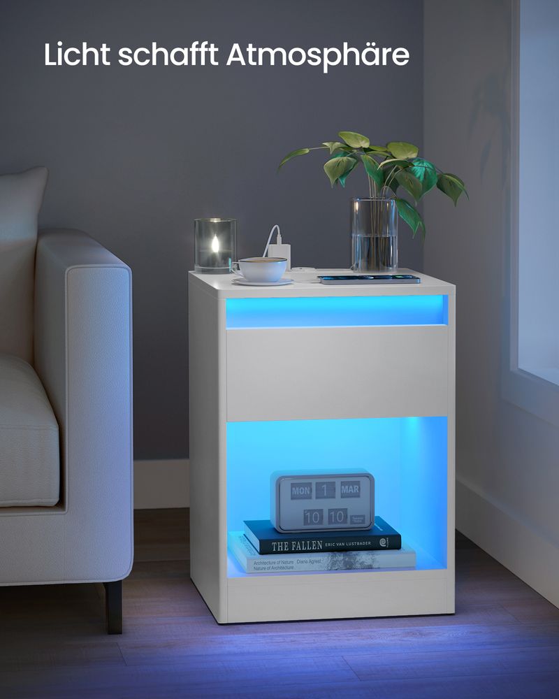 Moderne Nachtkast met LED-Verlichting en Stopcontacten - USB-aansluiting