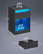 Moderne Nachtkast met LED-Verlichting en Stopcontacten - USB-aansluiting