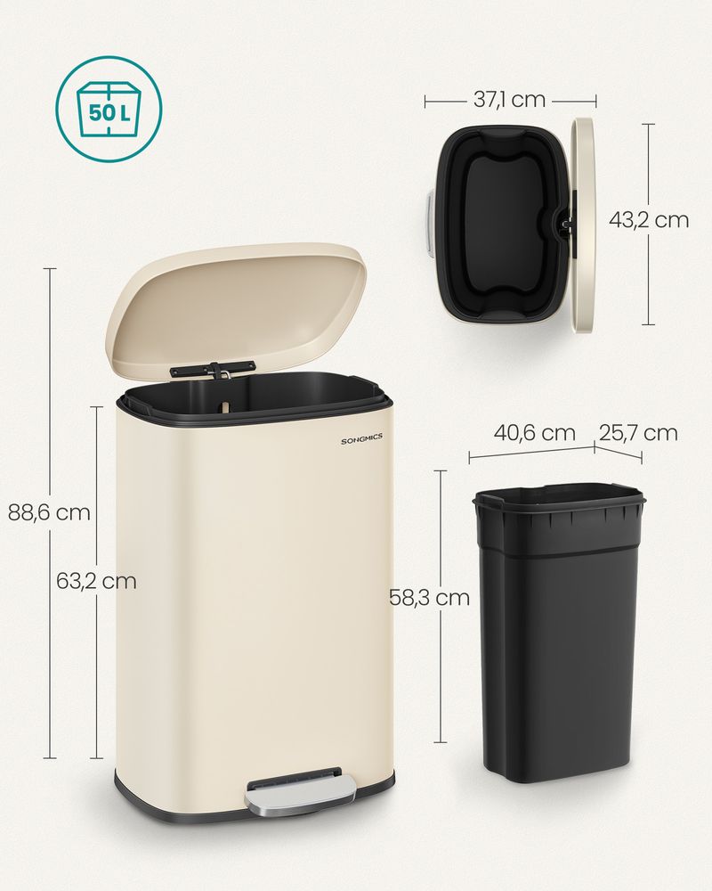 Moderne Pedaalemmer - 50 Liter - Prullenbak