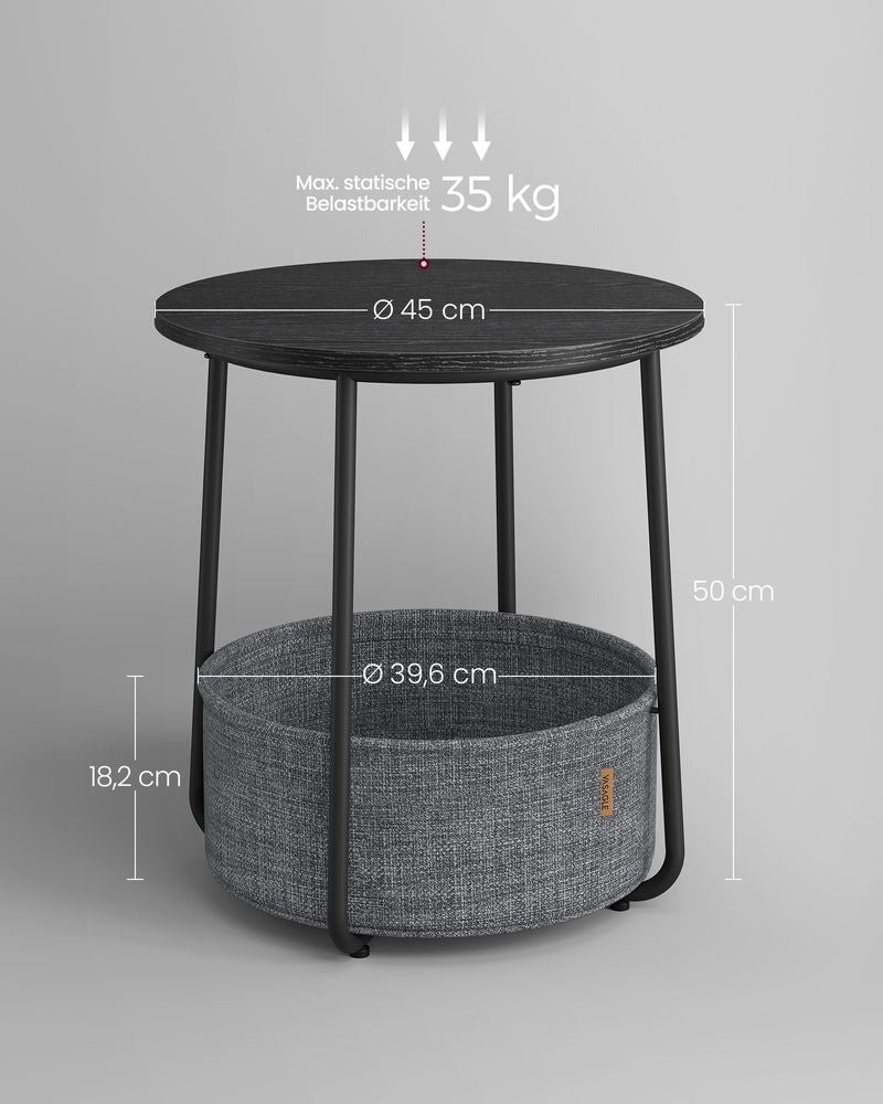 Moderne Ronde Bijzettafel met Opbergmand