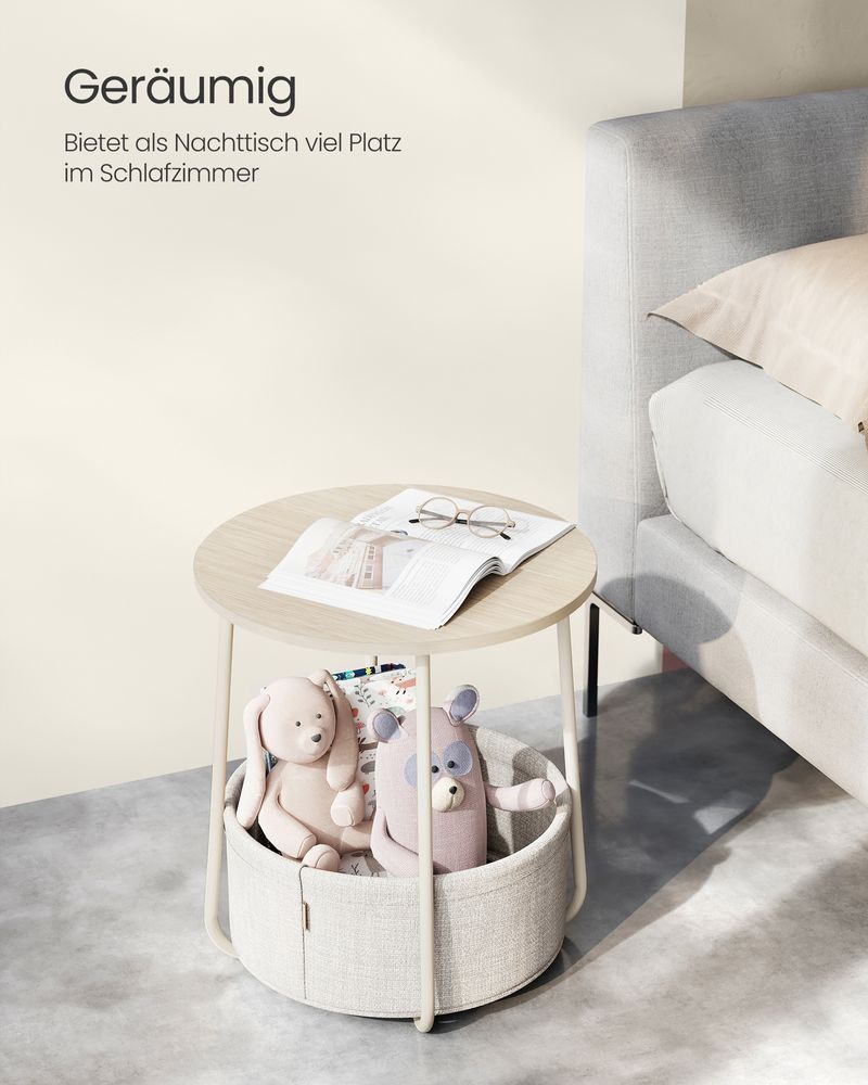 Moderne Ronde Bijzettafel met Opbergmand