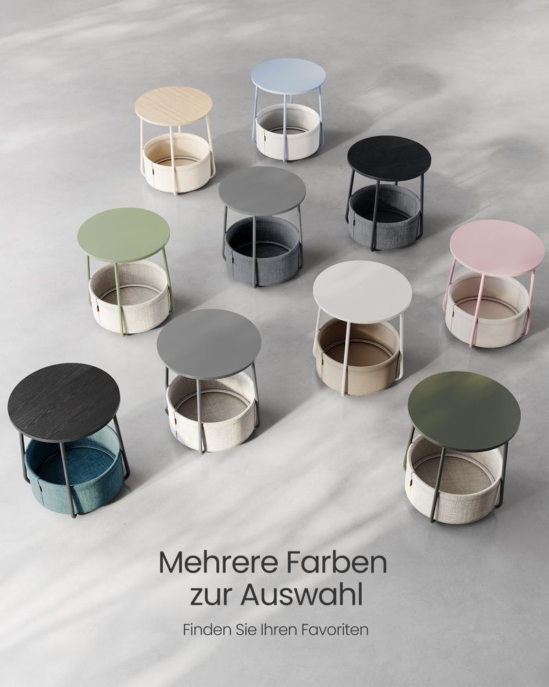 Moderne Ronde Bijzettafel met Opbergmand