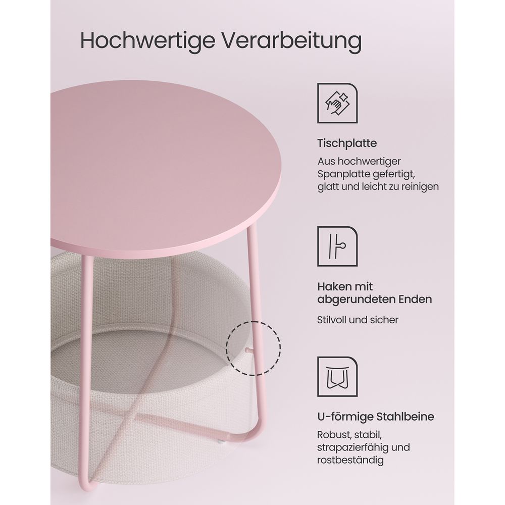 Moderne Ronde Bijzettafel met Opbergmand