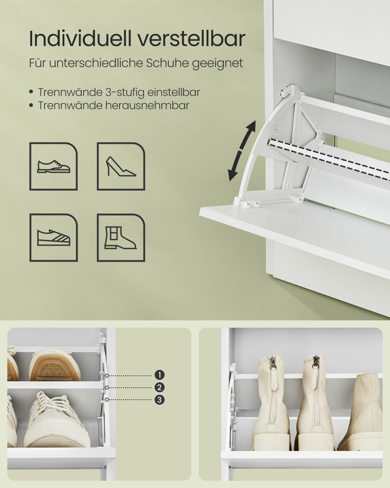 Moderne schoenenkast met verstelbare indeling en extra opbergruimte
