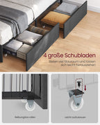 Multifunctioneel bedframe met LED-verlichting en opbergruimte - USB-aansluiting