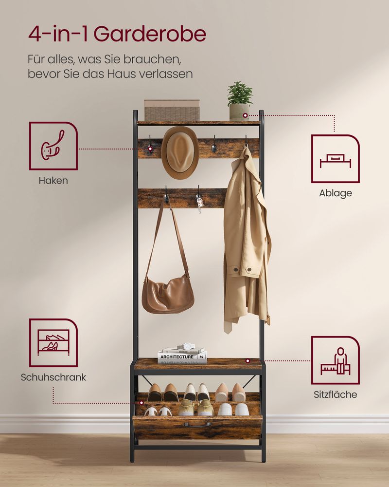 Multifunctionele halgarderobe met schoenenkast - Kapstok