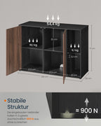Opbergkast met LED-verlichting - Dressoir met Open & Gesloten Vakken