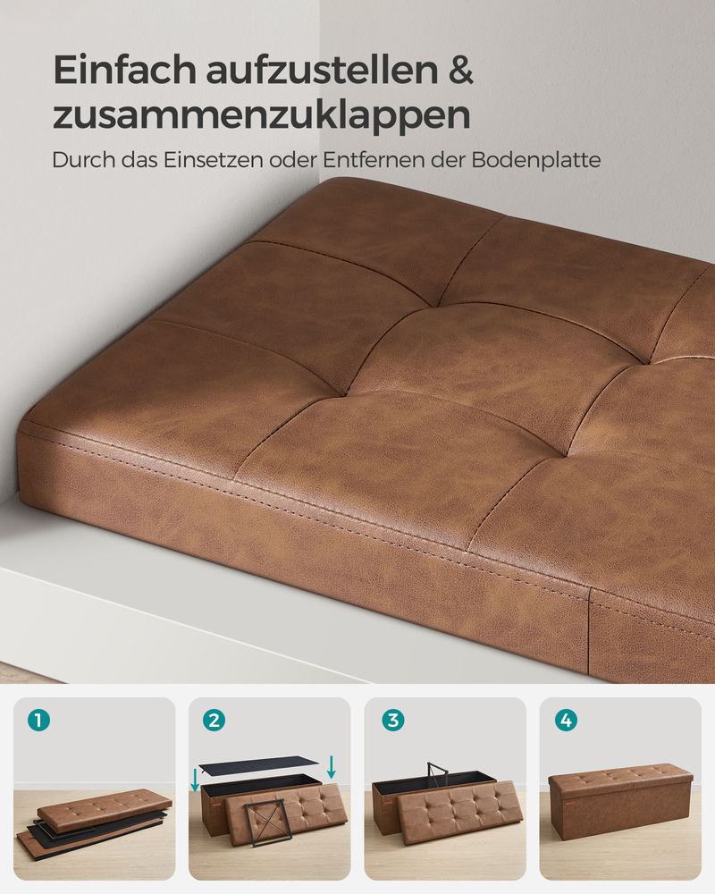 Opvouwbare Opbergbank 131 Liter - Hocker - Kunstleer