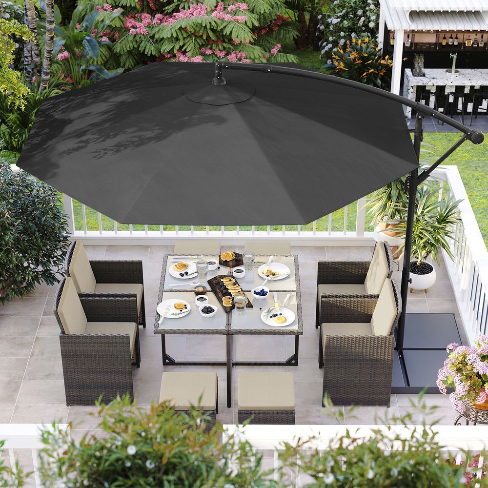 Zweefparasol Met Standaard – Tuinparasol Met UV-Bescherming UPF 50+ – Met Zwengel – Voor Balkon, Terras En Tuin