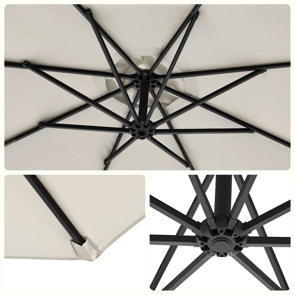 Zweefparasol Met Standaard – Tuinparasol Met UV-Bescherming UPF 50+ – Met Zwengel – Voor Balkon, Terras En Tuin