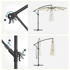 Zweefparasol Met Standaard – Tuinparasol Met UV-Bescherming UPF 50+ – Met Zwengel – Voor Balkon, Terras En Tuin