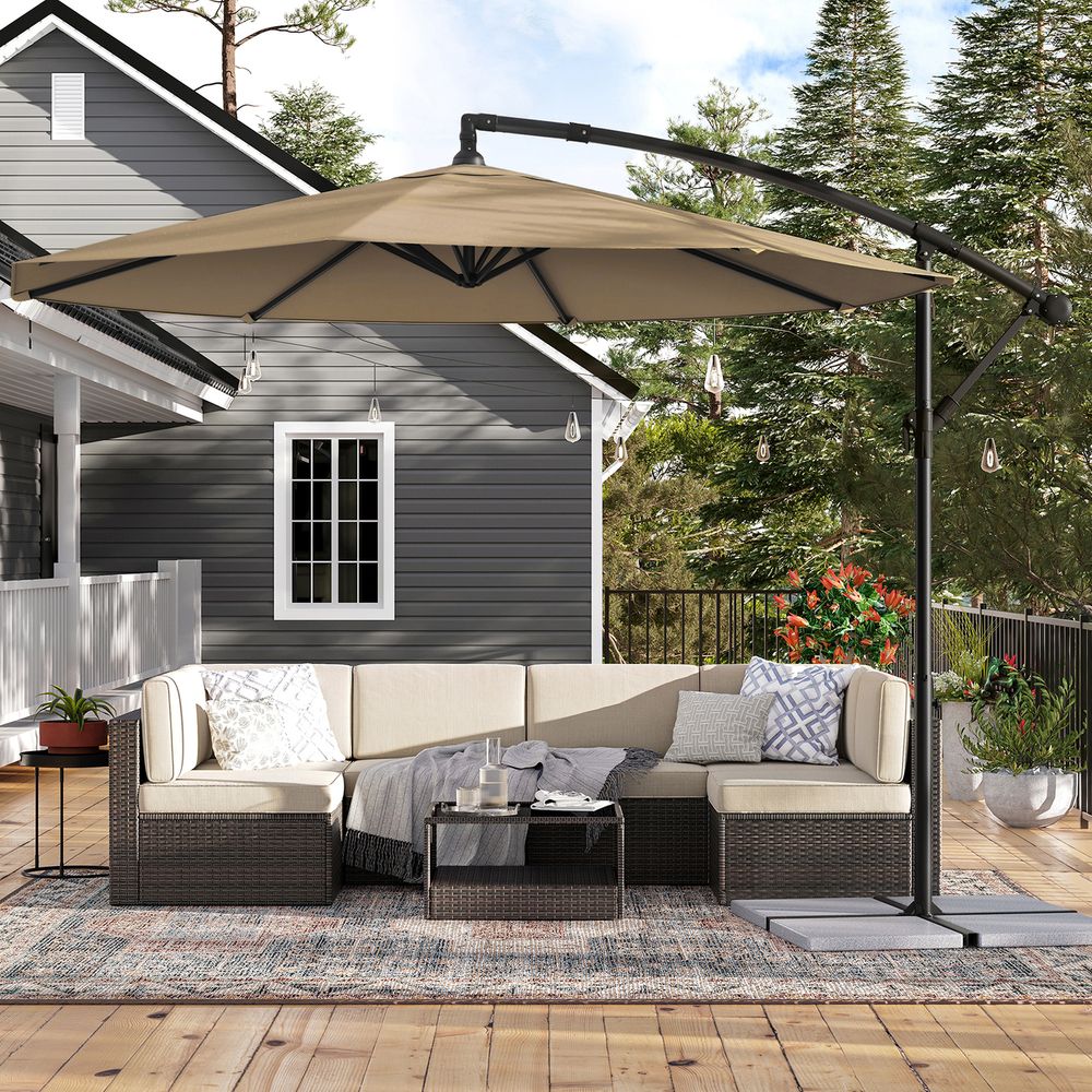 Zweefparasol Met Standaard – Tuinparasol Met UV-Bescherming UPF 50+ – Met Zwengel – Voor Balkon, Terras En Tuin