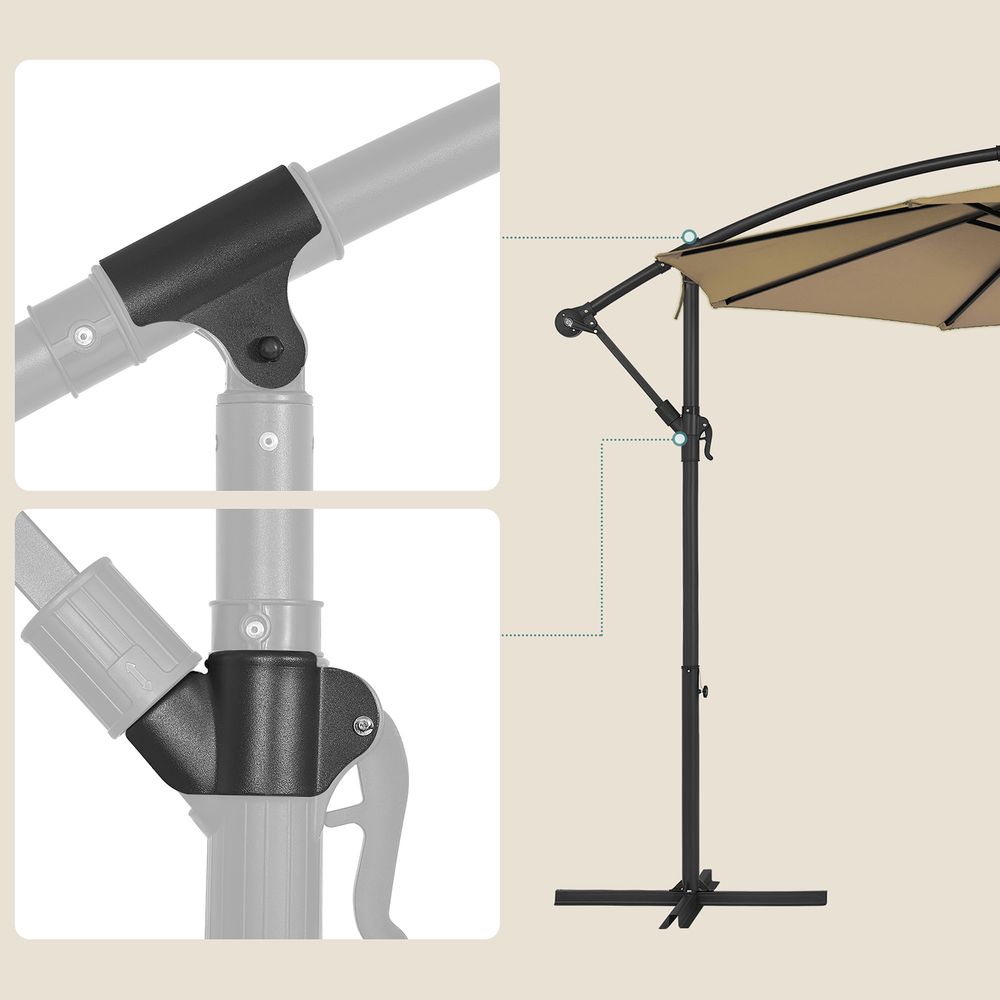 Zweefparasol Met Standaard – Tuinparasol Met UV-Bescherming UPF 50+ – Met Zwengel – Voor Balkon, Terras En Tuin