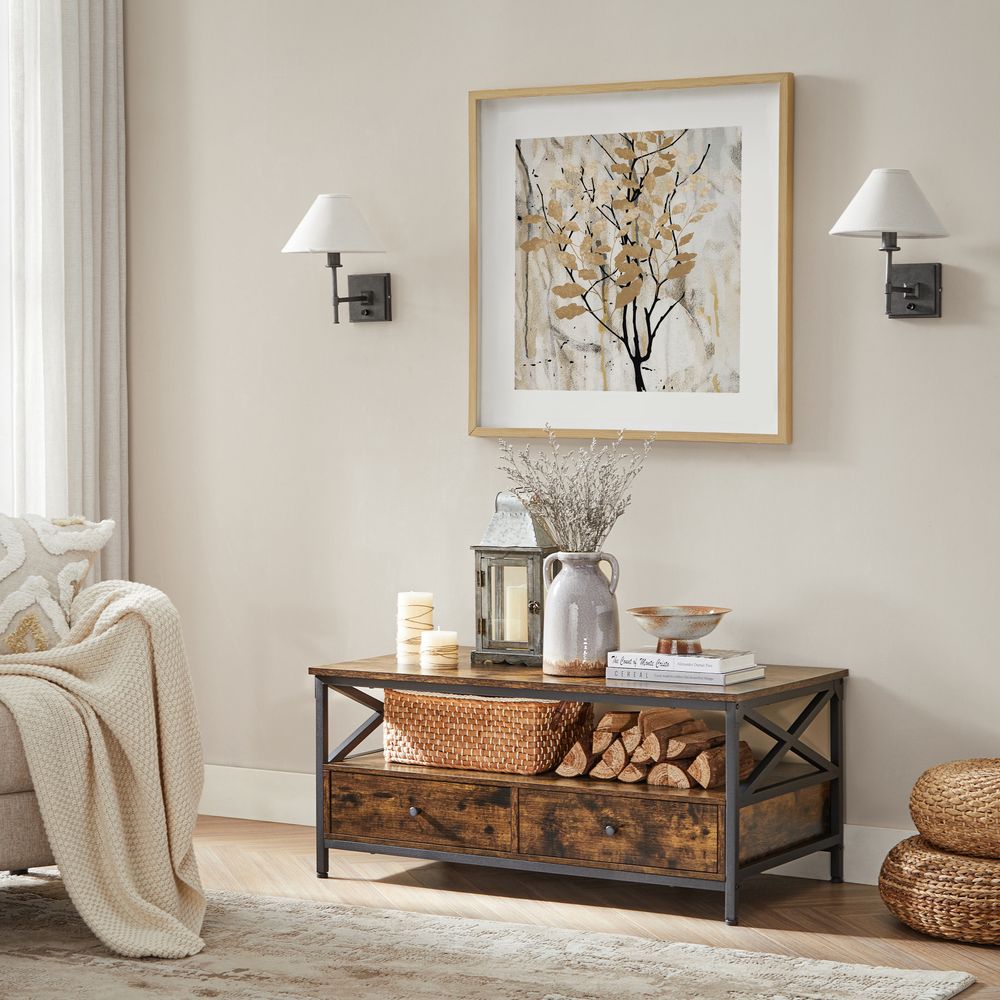 Salontafel met 2 Laden - Verstelbare Poten - 100 cm Breed