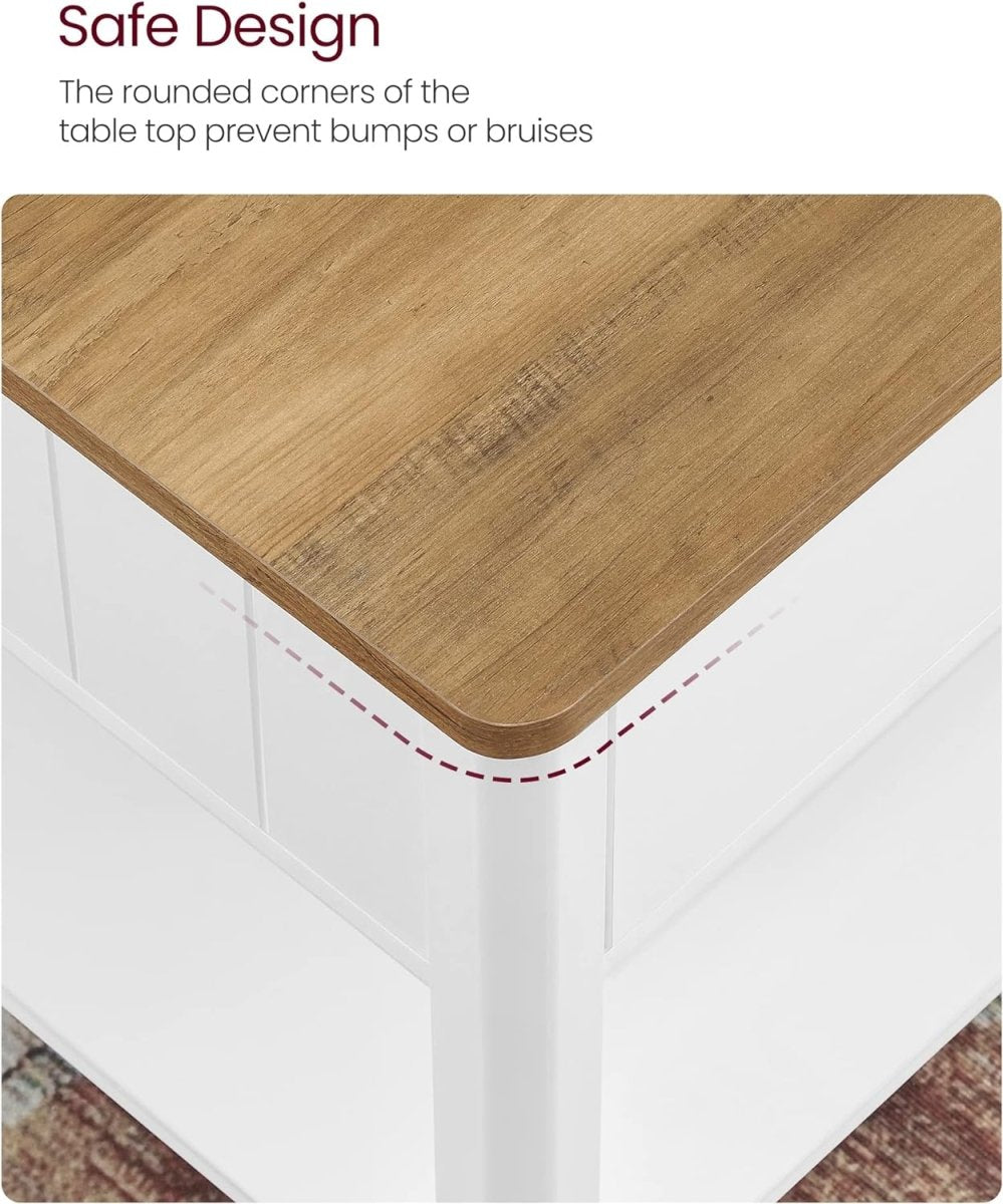 Salontafel met Lade - Bruin tafelblad - Wit onderstel - Koffietafel - 80 x 80 cm