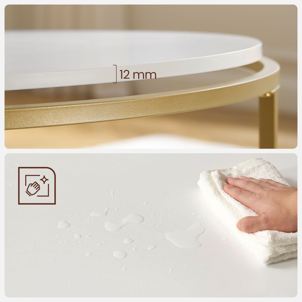 Salontafel met Rond Goudkleurig Frame – Elegante Blikvanger voor de Woonkamer