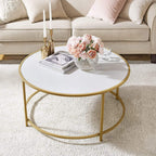 Salontafel met Rond Goudkleurig Frame – Elegante Blikvanger voor de Woonkamer