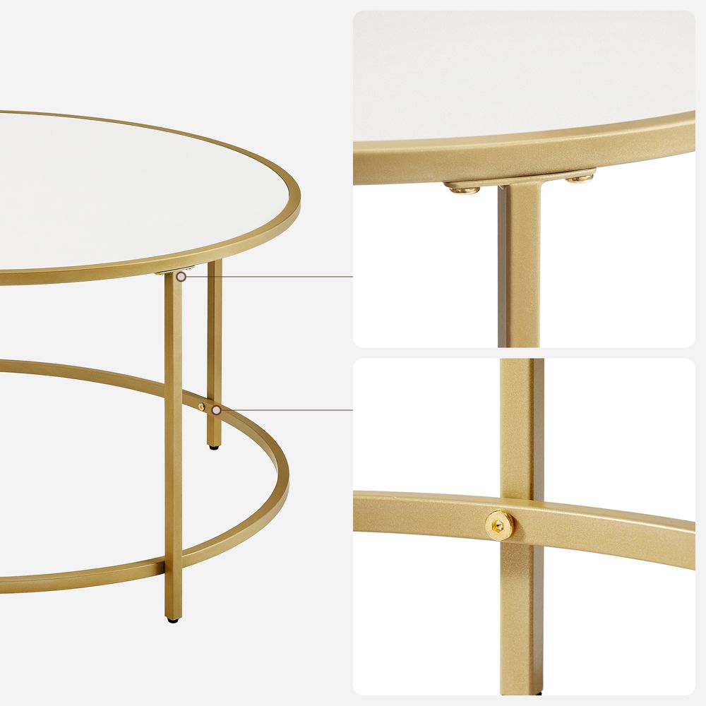 Salontafel met Rond Goudkleurig Frame – Elegante Blikvanger voor de Woonkamer
