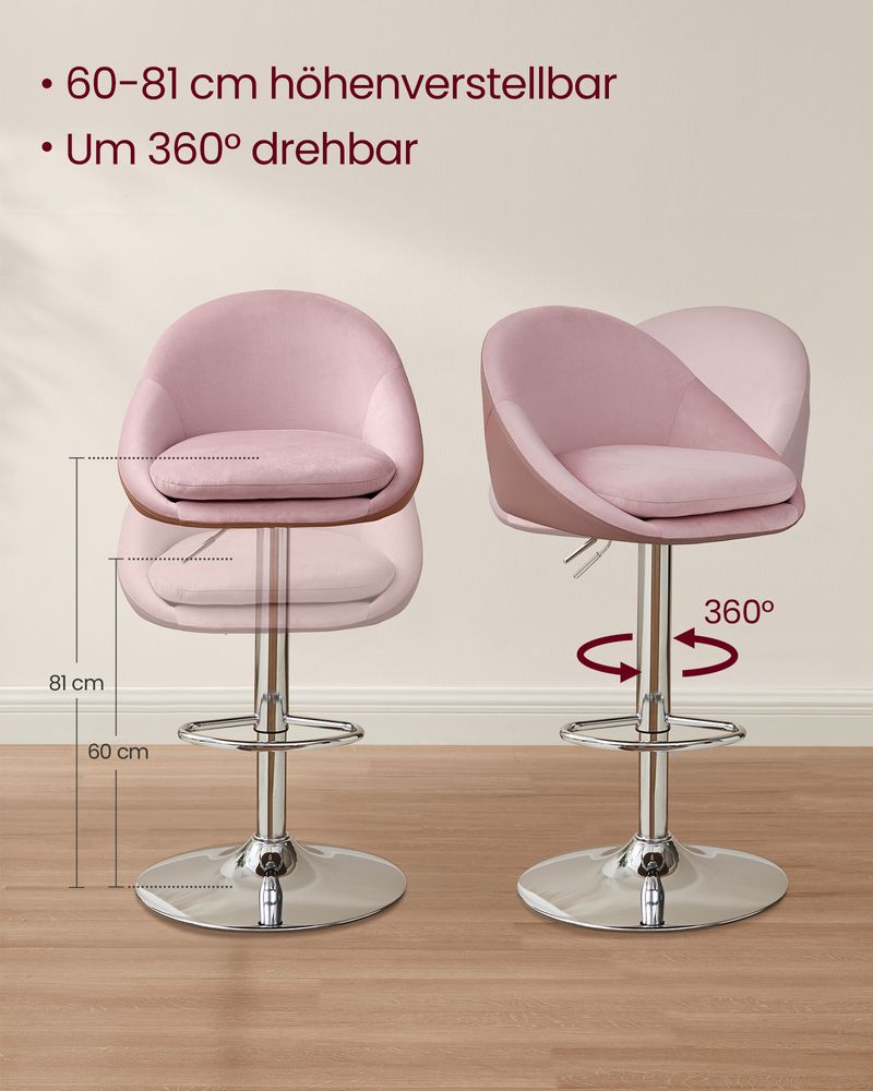 Set van 2 Luxe Barstoelen - Bouclé - Fluweel - Verstelbaar