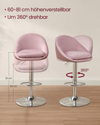 Set van 2 Luxe Barstoelen - Bouclé - Fluweel - Verstelbaar