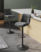 Set van 2 Verstelbare Barstoelen Met Rugleuning en Voetsteun - 360° Draaifunctie