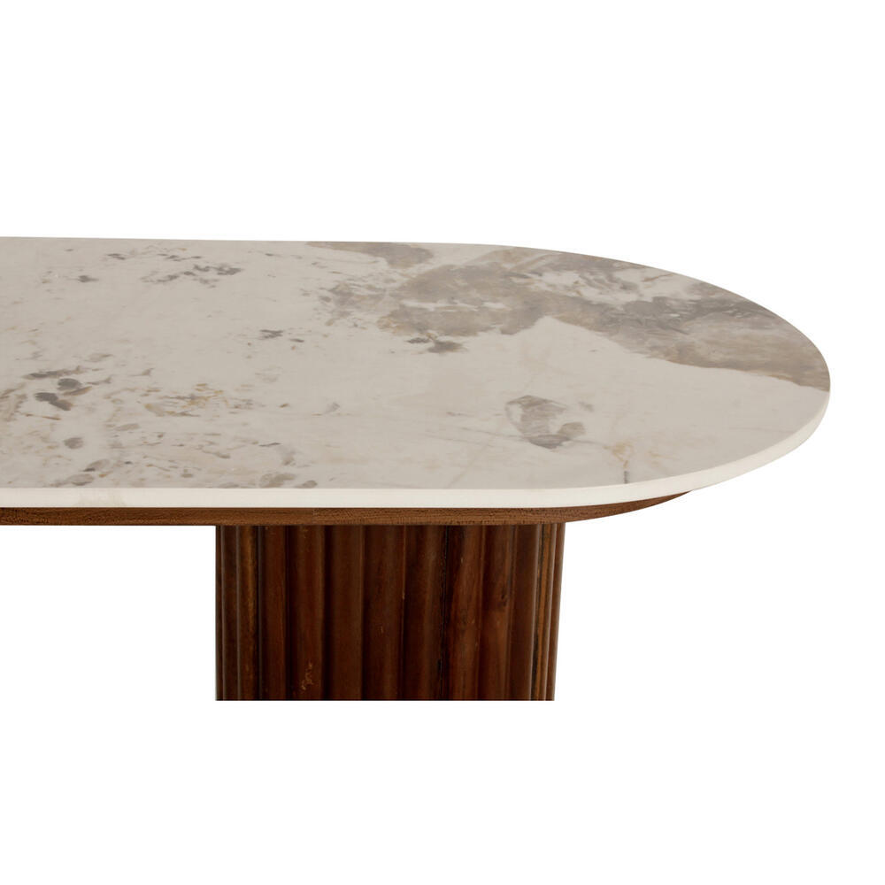 Urban Chique Bijzettafel – Keramisch Marmer / Walnootfineer – 130 x 40 x 72 cm – Modern Design – Natuurlijke ElegantIe