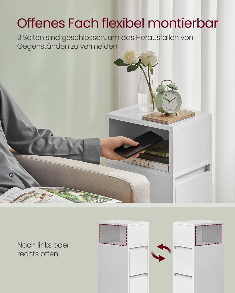 Smal Nachtkastje met Flexibel Open Vak - Bijzettafel