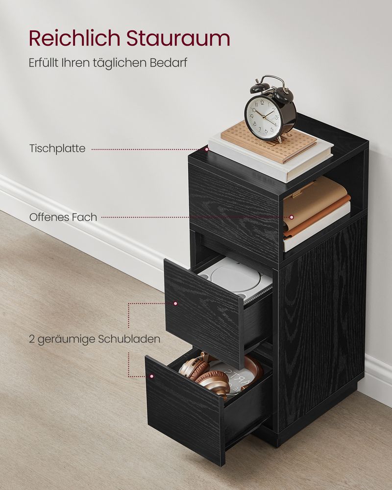 Smal Nachtkastje met Flexibel Open Vak - Bijzettafel