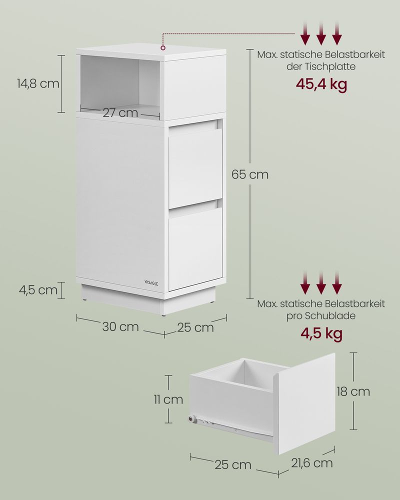 Smal Nachtkastje met Flexibel Open Vak - Bijzettafel