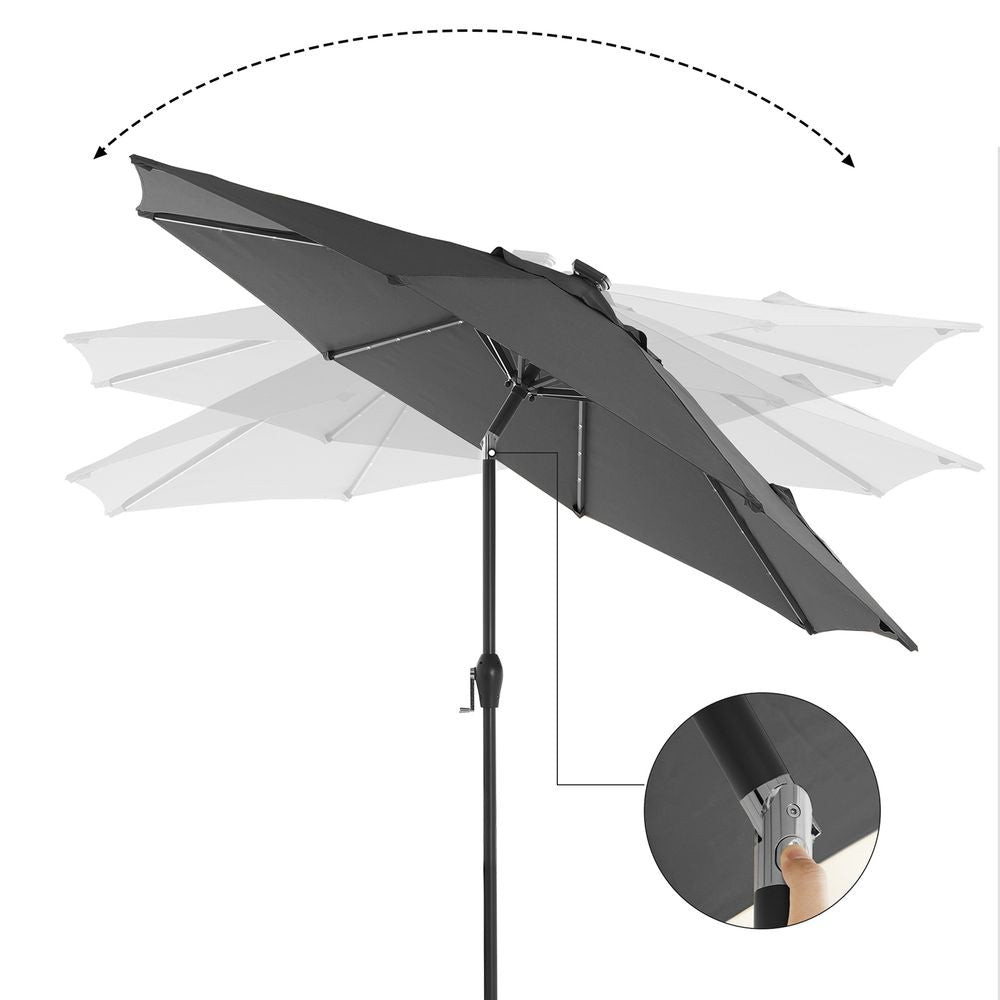 Solar LED Parasol Ø 2.7 of 3 Meter - Tuinparasol met Kantelfunctie