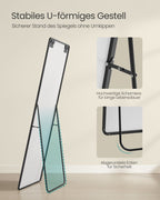 Staande Spiegel 160 x 50 cm – Rechthoekig Design – Vrijstaand of Wandmontage