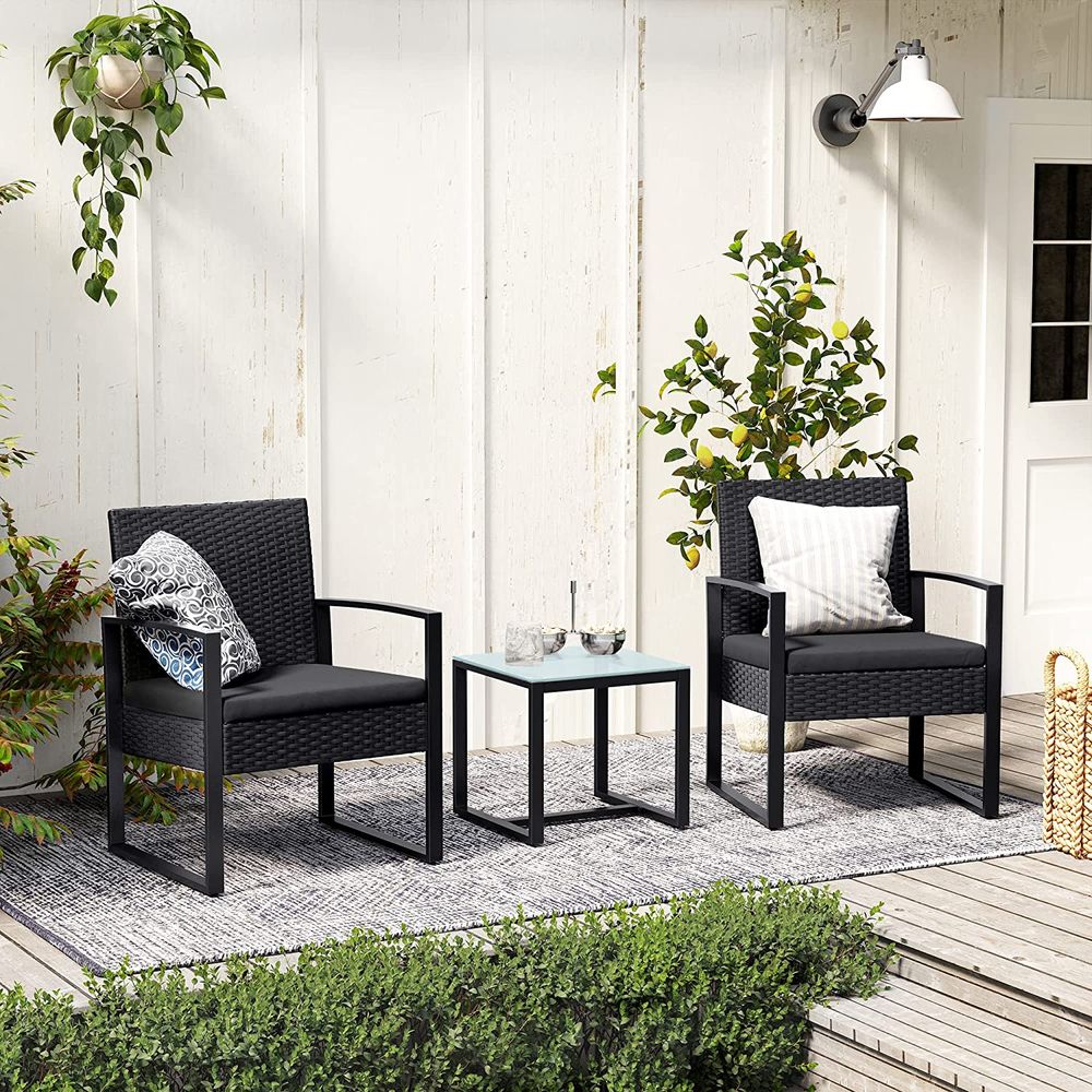 Stijlvol Balkonset met Rattanlook - Tuinset - Tuinstoelen met tafeltje