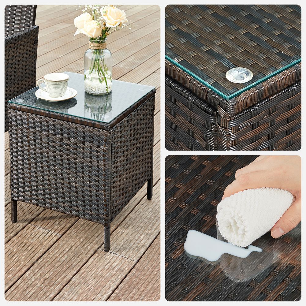 Tuinset 3-delig - Tuinmeubelset - Tuinstoelen en tafeltje - Polyrotaan