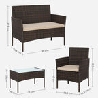 Tuinset met Rattanlook - Balkonset - Tuinstoelen met Tafeltje